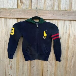 Polo by Ralph Lauren Navy Hoodie with Yellow and Red Accents